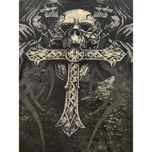 MMA Elite Mens Skull Cross Graphic T-Shirt Black Gothic MMA XL